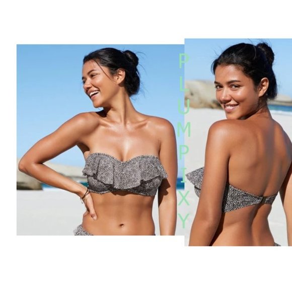 Freya Run Wild Retro Frill Padded Bandeau Top Black 30E New with Tags - Picture 2 of 3